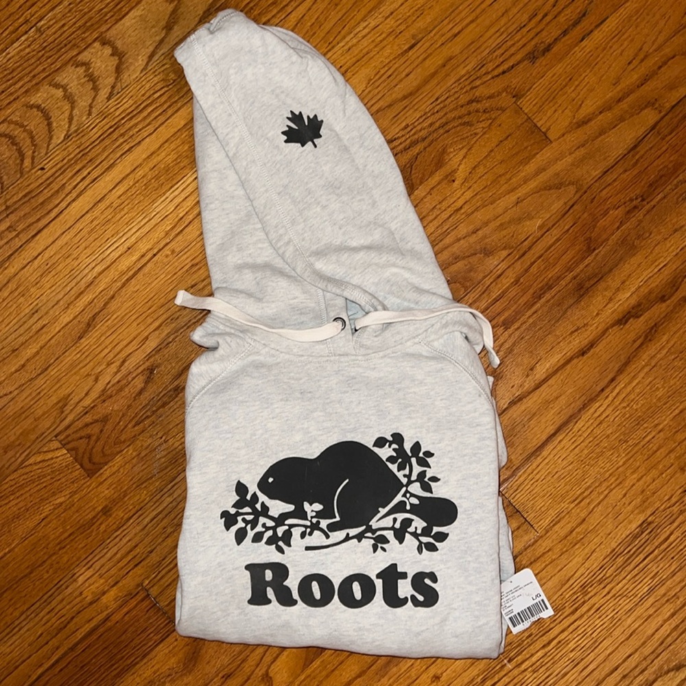 Roots Original Kanga Sweatshirt | White Grey Mix | Women’s Large | NWT